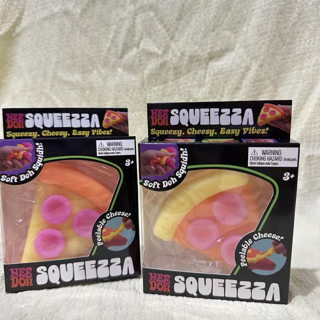 Pizza Shaped Soft Squishy Cube Sensory Fidget Toy Stress Relief Anti-Anxiety Squeeze Toy For Focus  Adhd Kids Adults Office Classroom Holiday Gift