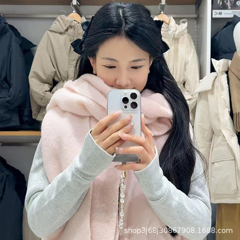 White Scarf Women's Autumn and Winter Korean Version Versatile Atmosphere Warm Men's and Women's Scarves Shawls Dual-purpose