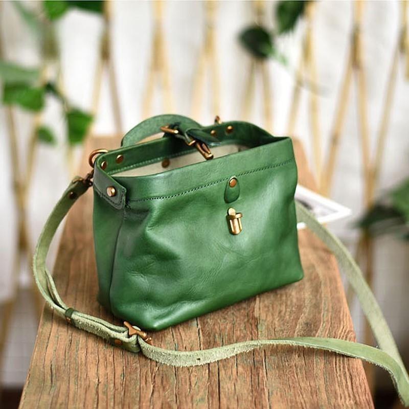 Geantă vintage pentru doctor, din piele naturală, pentru femei, genți de umăr și crossbody, de culoare solidă, simplă, din piele de vacă