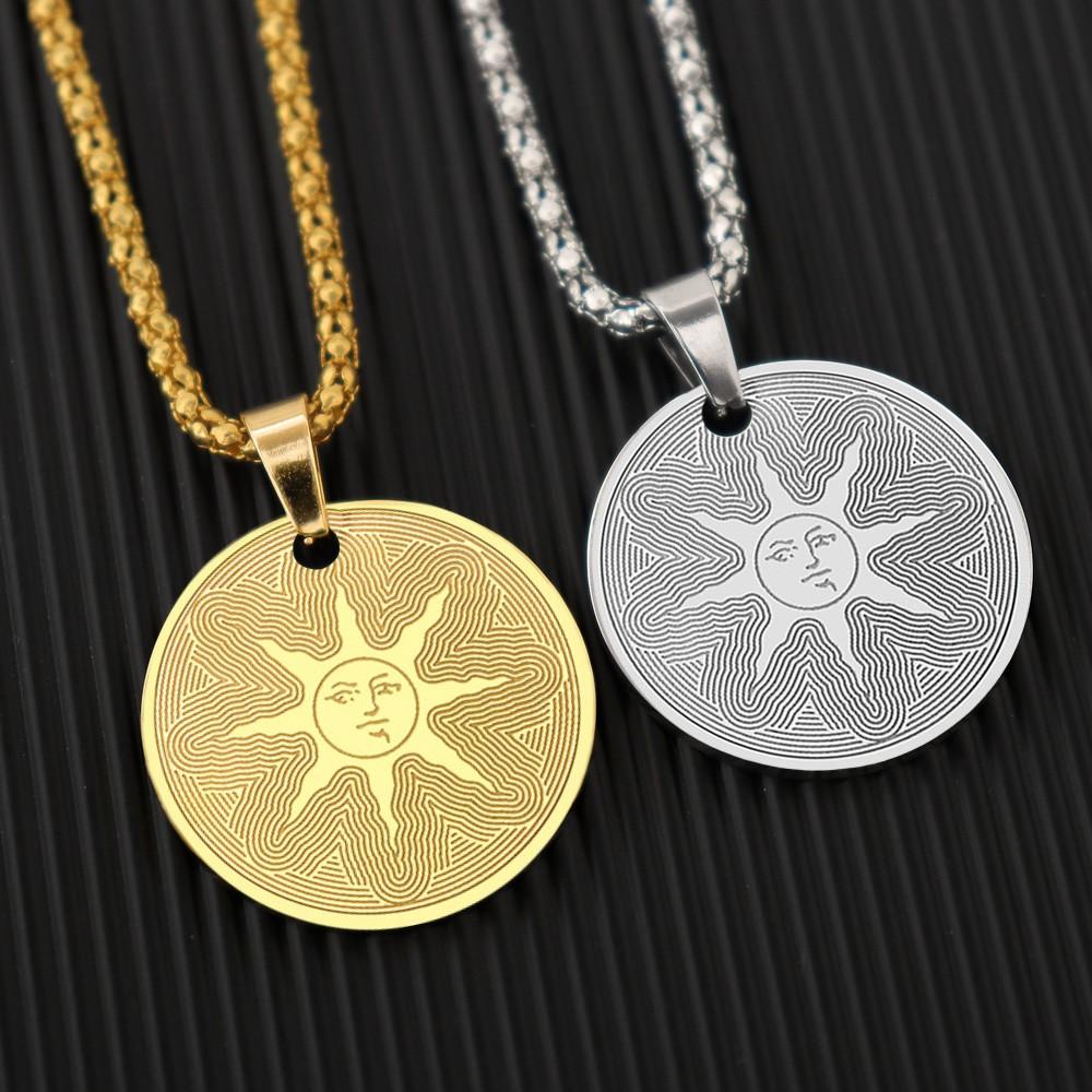 Nerezový náhrdelník Dark Soul Sun God Přívěsek Osobnost Pop Hip Hop Pánské šperky