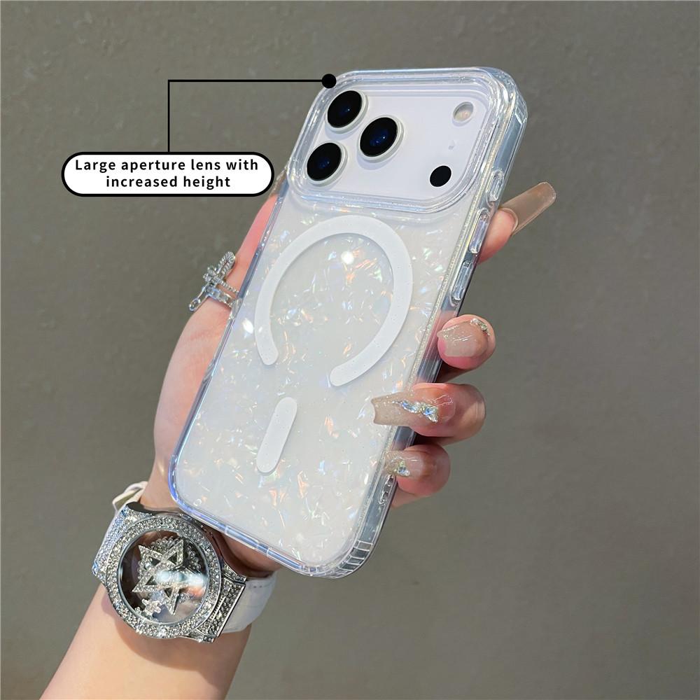 Suitable for Apple 17 Shell Pattern Magnetic Phone Case iPhone 17 Promax Sparkling Powder Colorful 17Air Protective Cover
