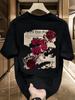 Street Adult Creative Lettered Rose Print Tshirt For Men  100 Cotton Summer Loosefitting Shortsleeved Casual Shirt