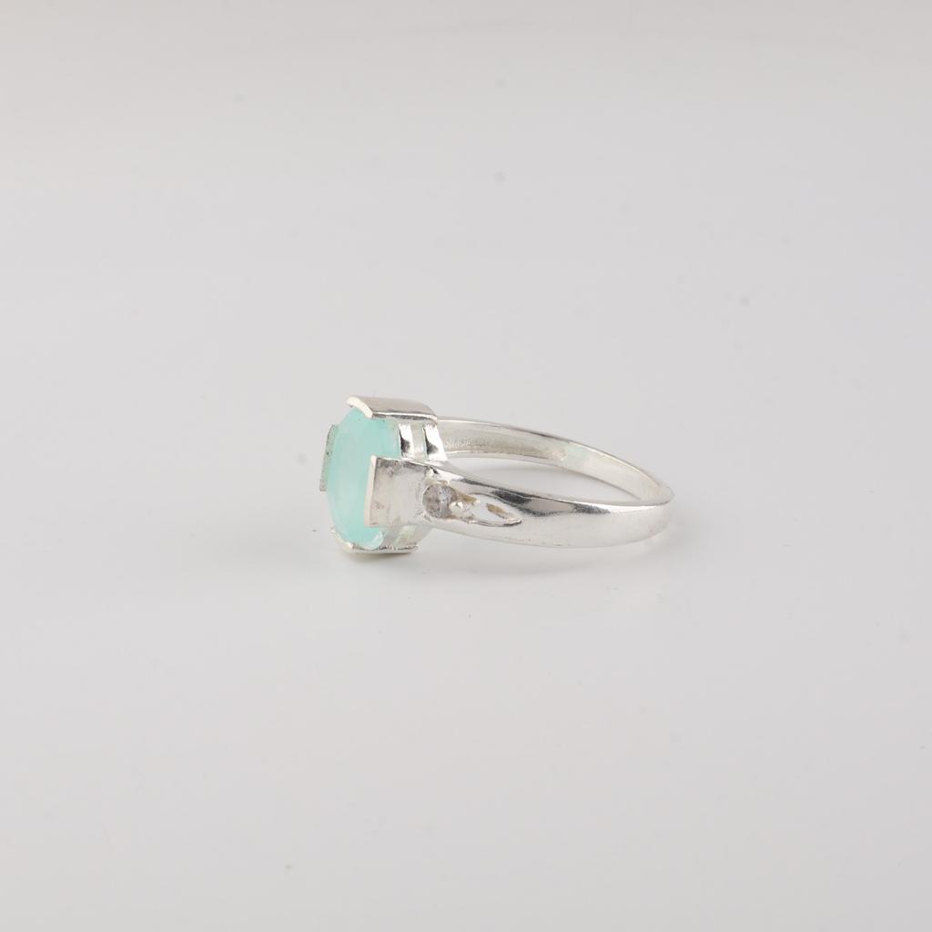 Aqua Chalcedony Gemstone 925 Sterling Silver Jewelry, Pretty Ring For Anniversary Gift CZR-18-19