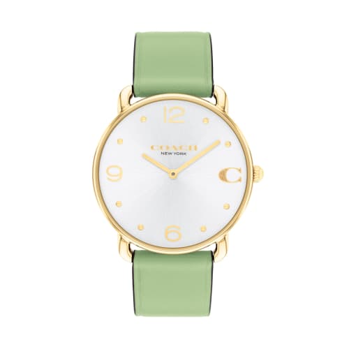 

Coach Women s Elliot Watch, Silver Dial, Green Leather Strap, 14504287 [Official Import]