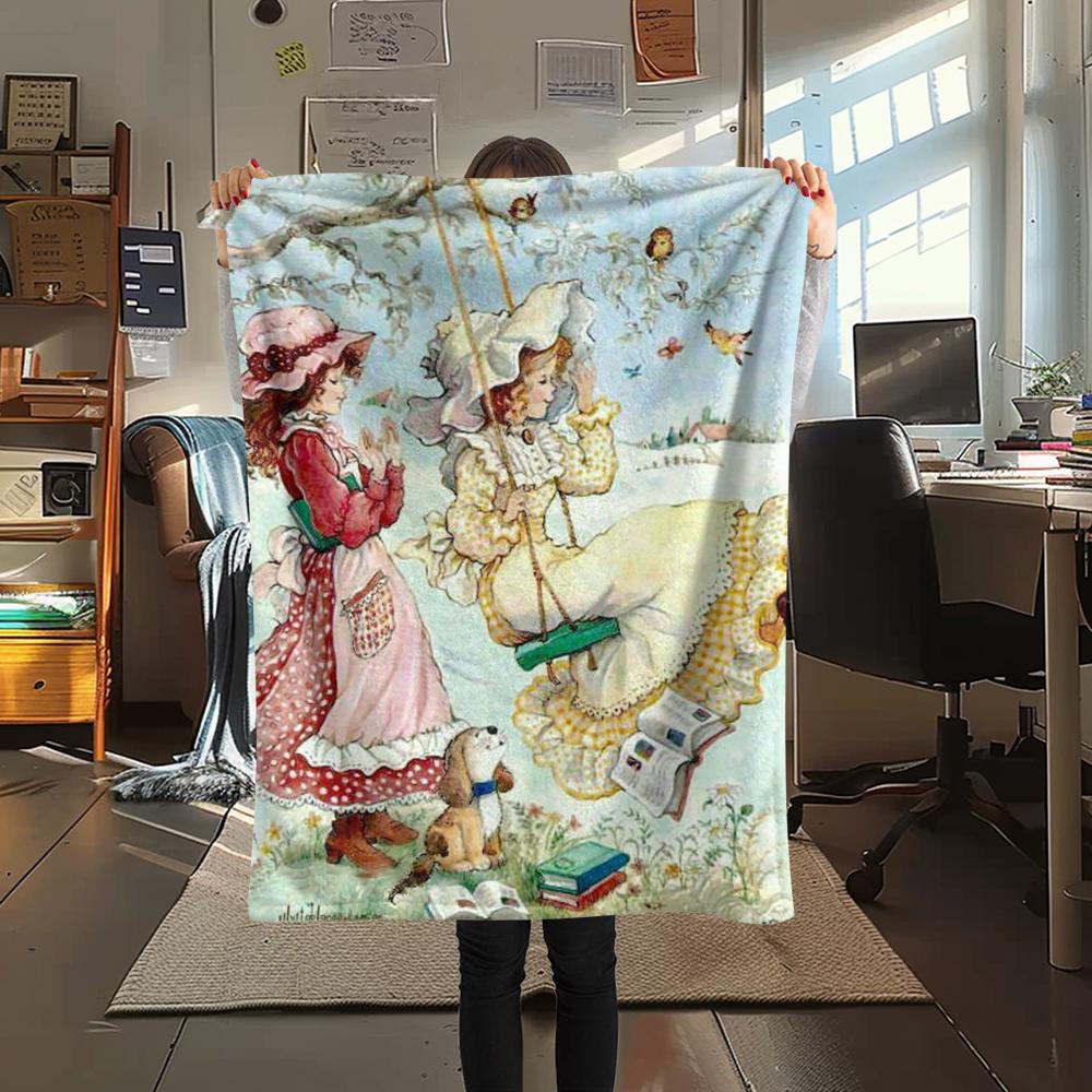 1 ks Flanelová deka se vzorem Sarah Kay, Vysoká kvalita, Pohodlná pro všechna roční období, Domácí dekorace, Teplo a pohodlí, Perfektní pro vánoční dárky144