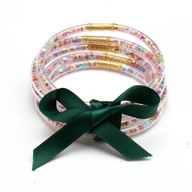 Multilayer Silicone Gold Powder Bracelet Ribbon Set Ladies Bow Christmas Bracelet Bracelet