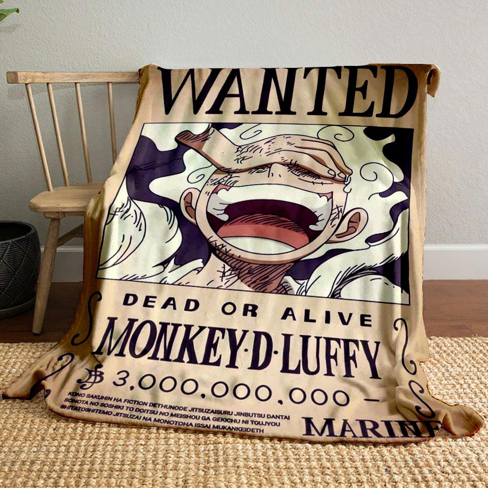 

One Piece Anime Themed with Gear 5 Luffy Wanted Poster Design bedroom Blanket for Livingroom Couch lunch break throw for Friend s festival Gift 80cm x 120cm