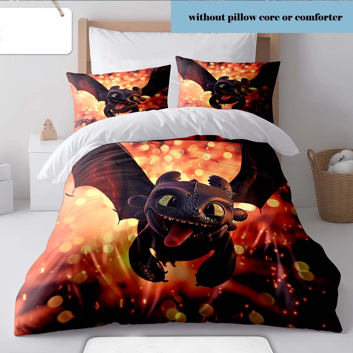 Black Dragon Bedding Duvet Cover Dark Dragon Art Theme Quilt Cover Pillowcase Decor -QJY 135x200cm