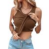 Women's Crew Neck Tank Top Slim Fit Street Style Ribbed Knit Built In Bra Adjustable Strap Solid Color Summer Layering Sleeveless Vest