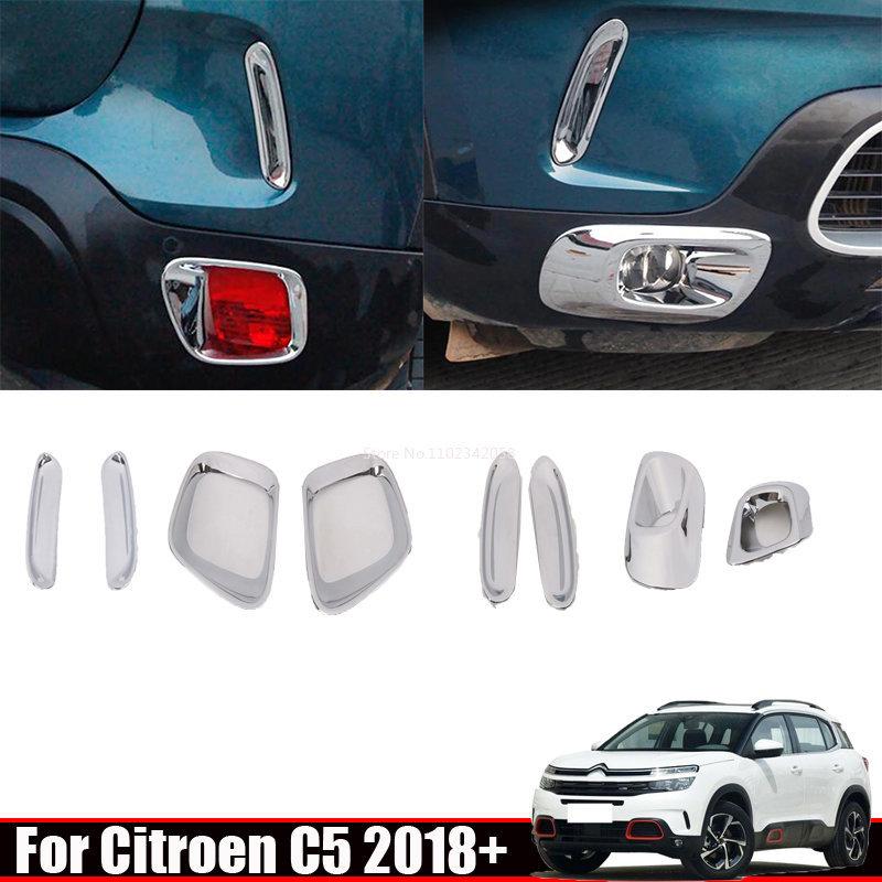For Citroen C5 Aircross 2018 - ABS Chrome Front Rear bumper Fog Lights Lamp Cover Frame Auto Trim Exterior Kit Accessories