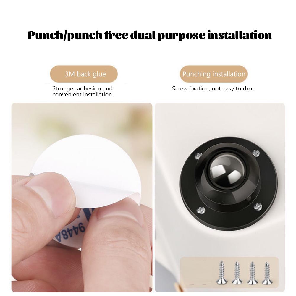 360° Rotation Pulleys Quiet Furniture Casters Roller Stickable Ball Casters Universal Wheel Pulley Base Steel Ball Rotate Castor