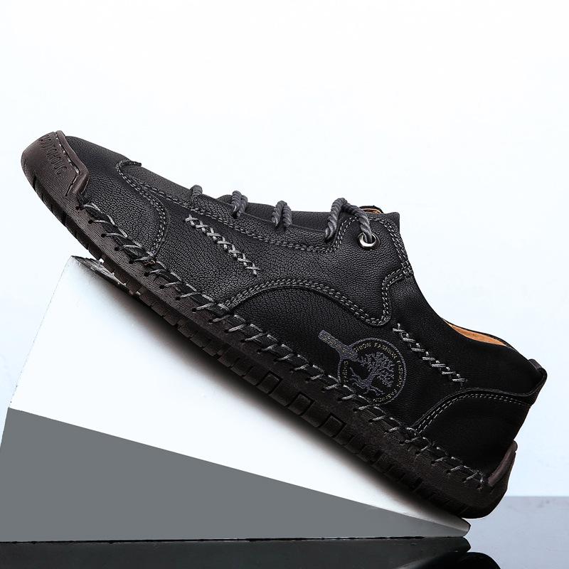 Hot Selling Men's Casual Leather Shoes - New Spring 2020, British Style, Versatile Low-Top Handmade Youth Footwear