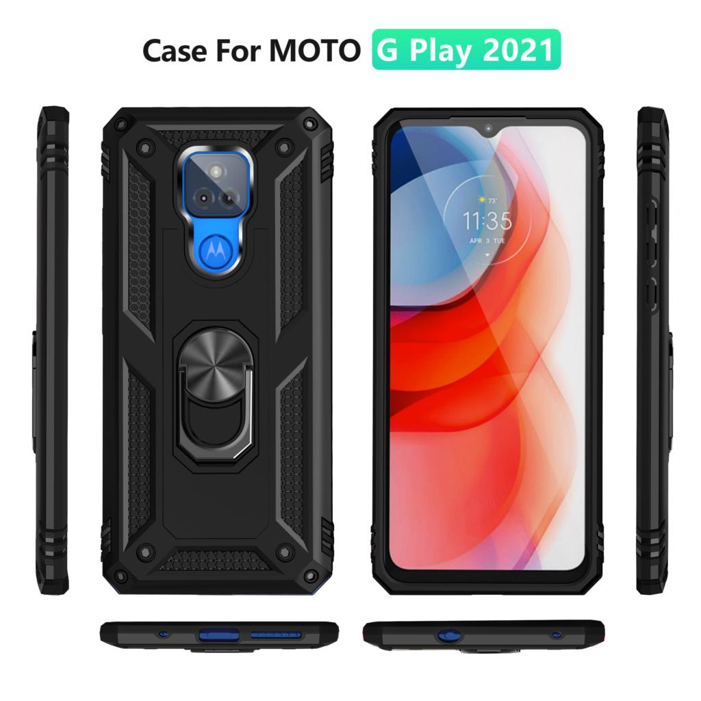 For Moto G Play Case for Phone Moto G Play 2021 Case Shockproof Armor Rugged Military Protective Car Holder Magnetic Cover