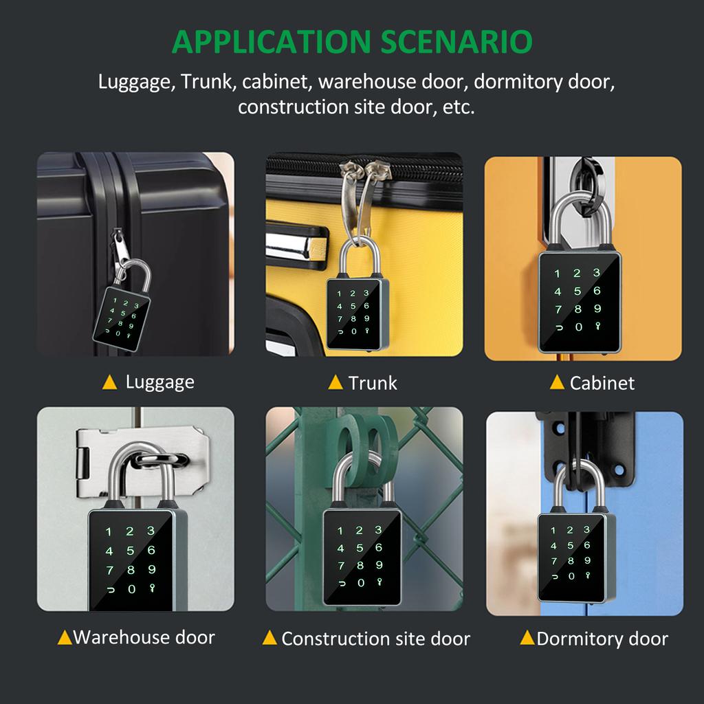 Smart Padlock BT Keypad Smart Lock Entry Front Door Lock Combination Lock Water Resistant APP Enabled for Home Gate Gym