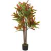 Artificial Croton 120 cm Decorative Artificial Plant with Pot and Leaves for Interior Decoration Multicolor