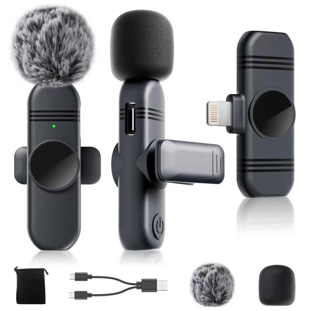 

High Sensitivity and Functionality New for Zaahir Wireless Lavalier Compatible with iPhone Noise Audio Sound Instant SNR 30m Transmission 9 Hours of чорний