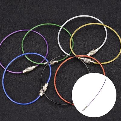 Colored Wire Keychain Cable 6in Stainless Steel Outdoor for Keys Key Fobs Carabiner Keepers Jewelry