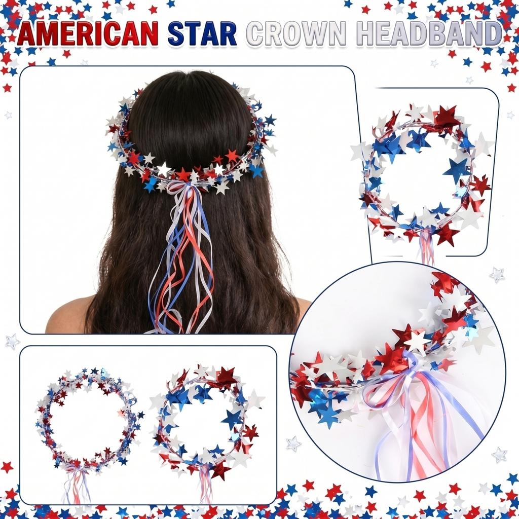 Red And Blue Star Hair Accessory Headband