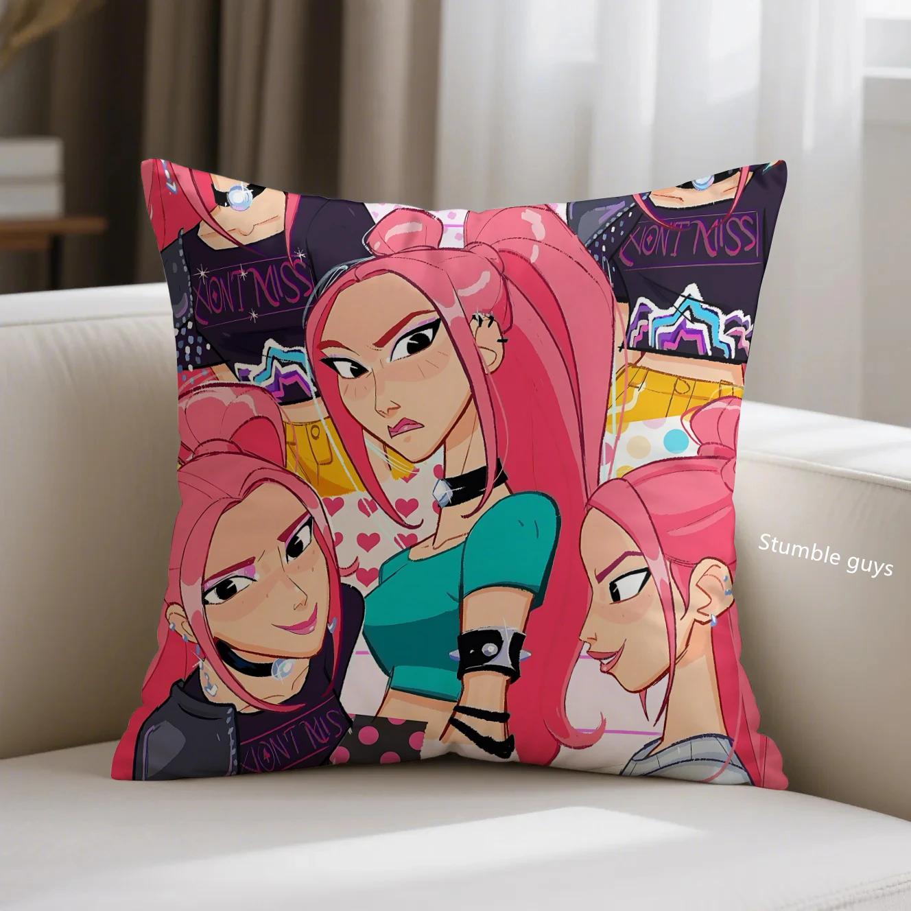 

Anime Demon Hunters Pillowcase Kpop Sofa Cushion Cover Living Room 18x18Inch