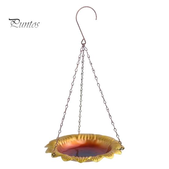 

Подвесной поднос для кормушки для диких птиц, металлический поднос для кормления семян в форме цветка, украшение для сада на открытом воздухе, для заднего двора, лужайки, патио жёлтый