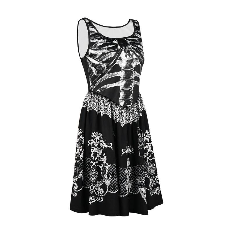 Printed Adult Sleeveless Dress Halloween Bash Cosplay Costume