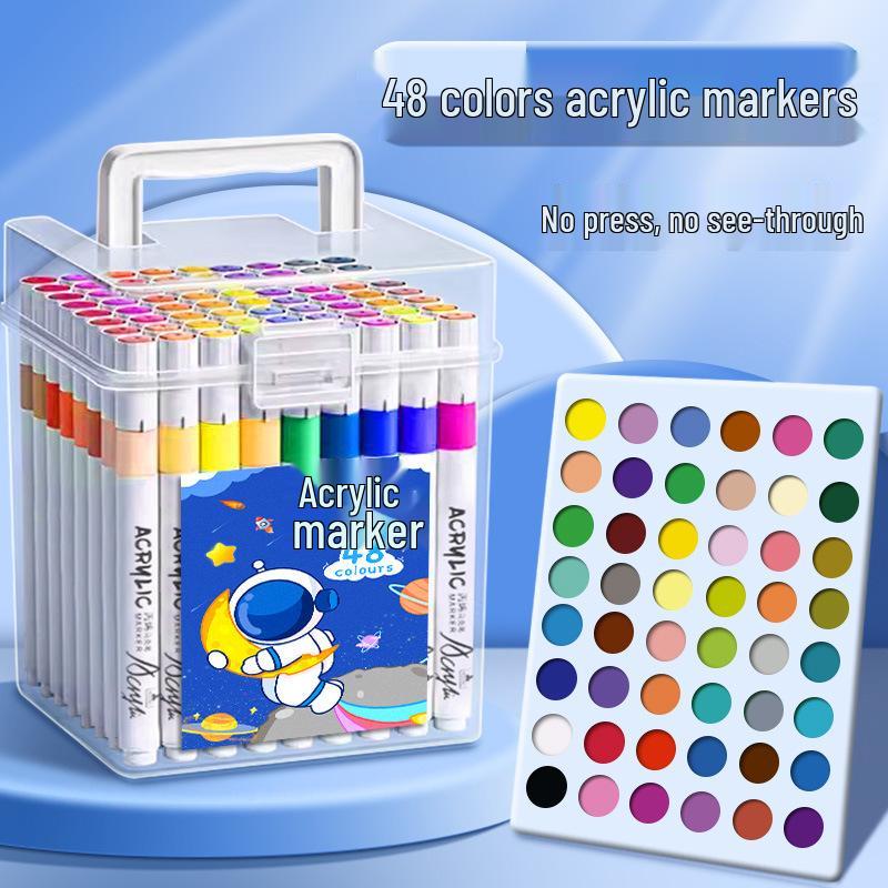 36-Color Waterproof & Washable Acrylic Marker Pens for Elementary Students: Opaque, Stackable, and Ideal for Children's Art Projects
