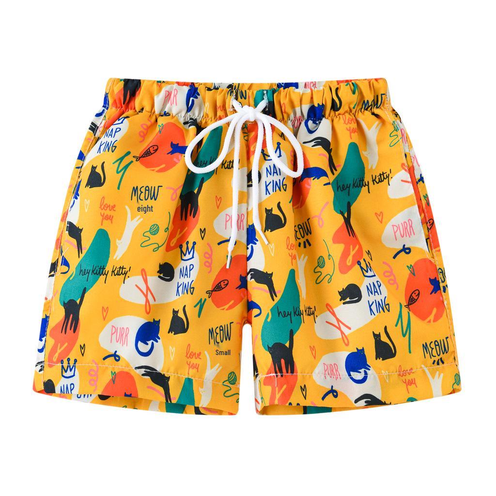 Sommer Kinder Cartoon-Print Badeshorts - Elastischer Bund Strand- & Sportbadehosen