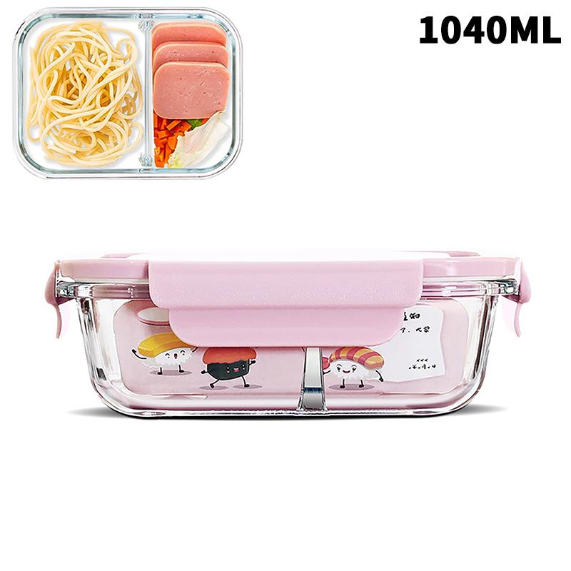 1/2/3 Fack Förtjockad Läckagesäker Mikrovågsugnssäker Matlåda Hög Borosilikatglas Bento-låda Med Lock Lufttäta Matlådor