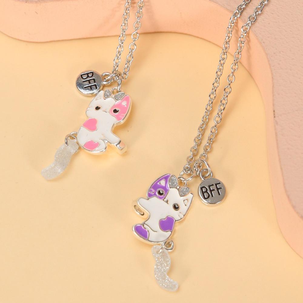 Electroplate Best Friend Magnetic Necklace Zinc Zinc Alloy Magnet Necklace Cartoon Pendant Necklace  Couple