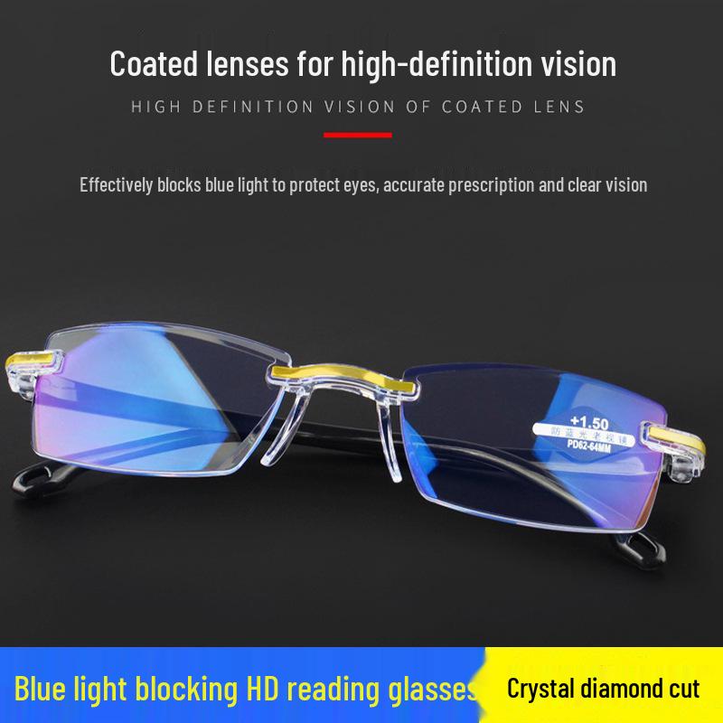 Frameless Anti-Blue Light Ultra-Light Reading Glasses for Men