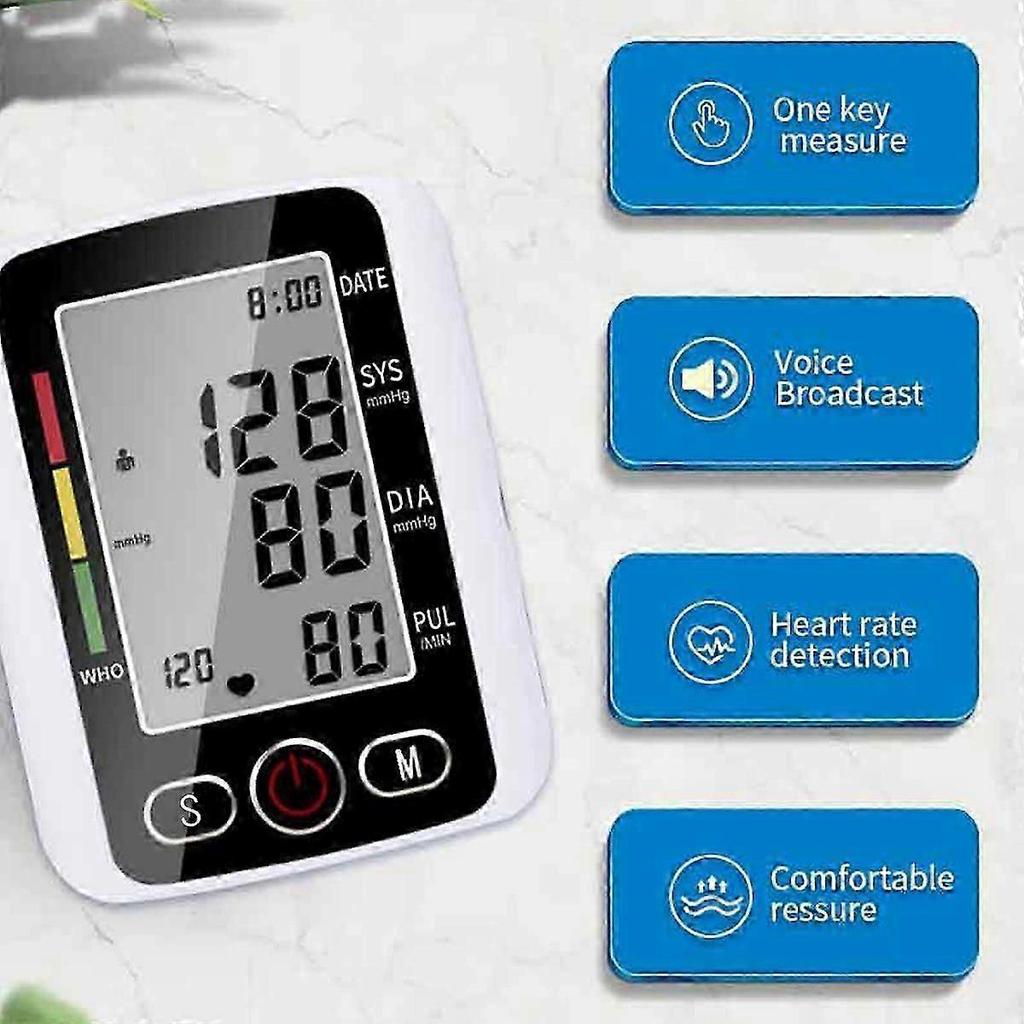 Talking Digital Automatic Wrist Blood Pressure Monitor with Large LCD Display for Easy Reading