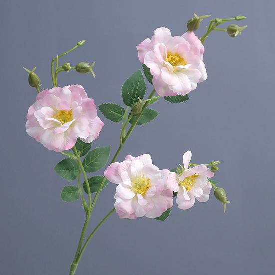 Artificial Chinese Rose Flower with Leaves UV Resistant Fake Silk Flower Wedding Party Table Centerpiece Indoor Outdoor Faux Bloom Decoration