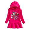 2026 Spring/Autumn Girls' Ruffle Cartoon Rainbow Hooded Princess Long Sleeve Dress