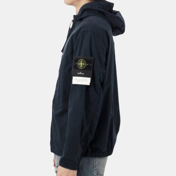 Stone Island Logo Pocket Hooded Zip Long Sleeve Jacket Men Jacket Navy-Blue K1S1541000-91S0010-V0020