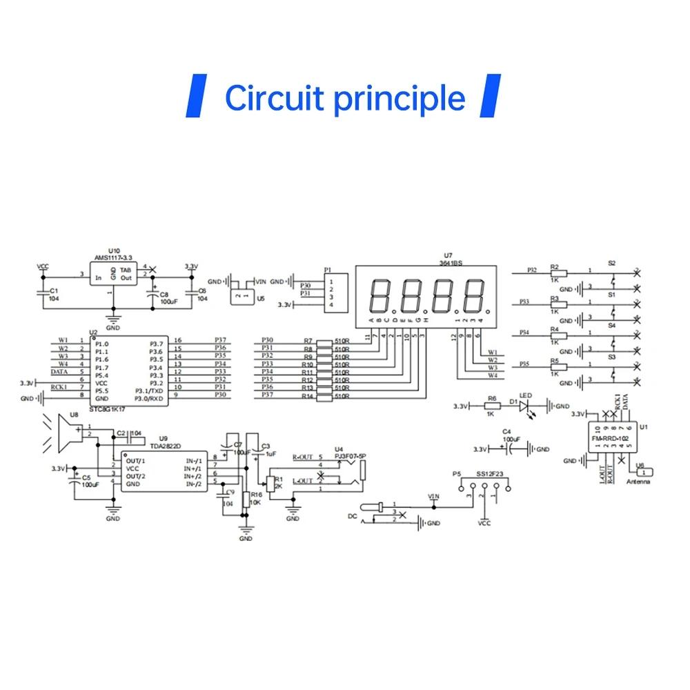 DIY FM Radio Electronic Kit 87-108MHz Adjustable Frequency Digital Display Soldering Project Practice Solder RDA5807S