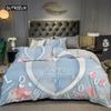 3D Love Heart Duvet Cover Microfiber Luxury Romantic Theme Bedding Set King Queen For Couple Valentine's Day Gifts Bedroom Decor