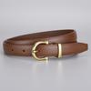 Genuine Leather Womens Belt With Alloy Pin Buckle Slim 1.8cm Width Sweet Chic Style Jeans Office Date Outfits
