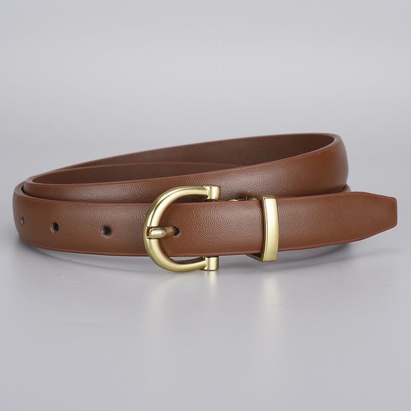 Genuine Leather Womens Belt With Alloy Pin Buckle Slim 1.8cm Width Sweet Chic Style Jeans Office Date Outfits