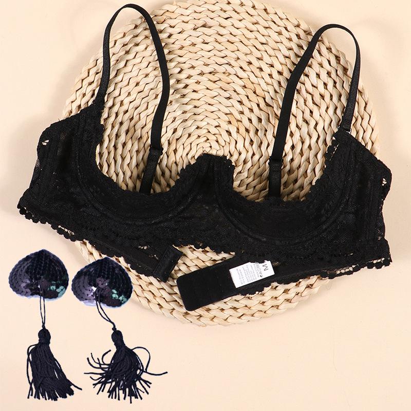 European & American Sexy See-Through Lace Bra - Anti-Sagging, Thin Design for a Flattering Fit