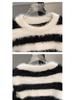 Men's Thick Striped Mink Velvet Sweater - Loose Fit Round Neck, Trendy Teen/Student Sports Knitwear for Autumn & Winter