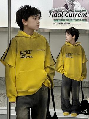 Kapuzensweatshirt für Jungen - Trend Frühjahr/Herbst 2025, Fake-Zweiteiler-Design für große Kinder