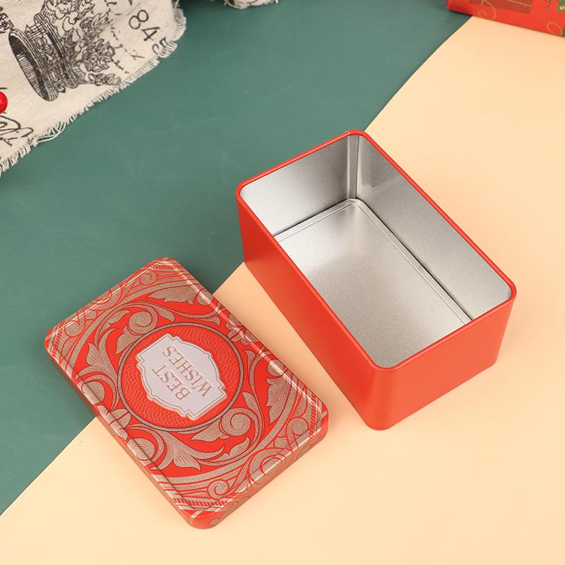 1 Stück Rechteckige Weißblechdose Süßigkeitenbox Geschenkaufbewahrungsbox Keksdose Metalldose Aufbewahrungsbox für Zuhause Weihnachts-Süßigkeitendosen Kindergeschenk