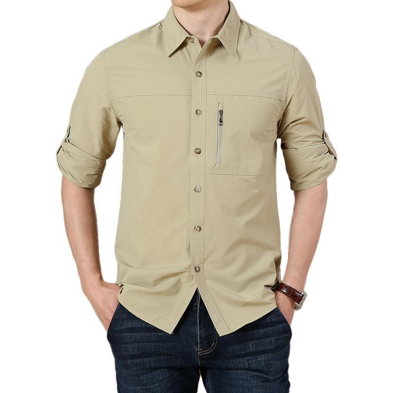 Spring Men's Long Sleeved Shirt, Outdoor Work Shirt, Men's Shirt