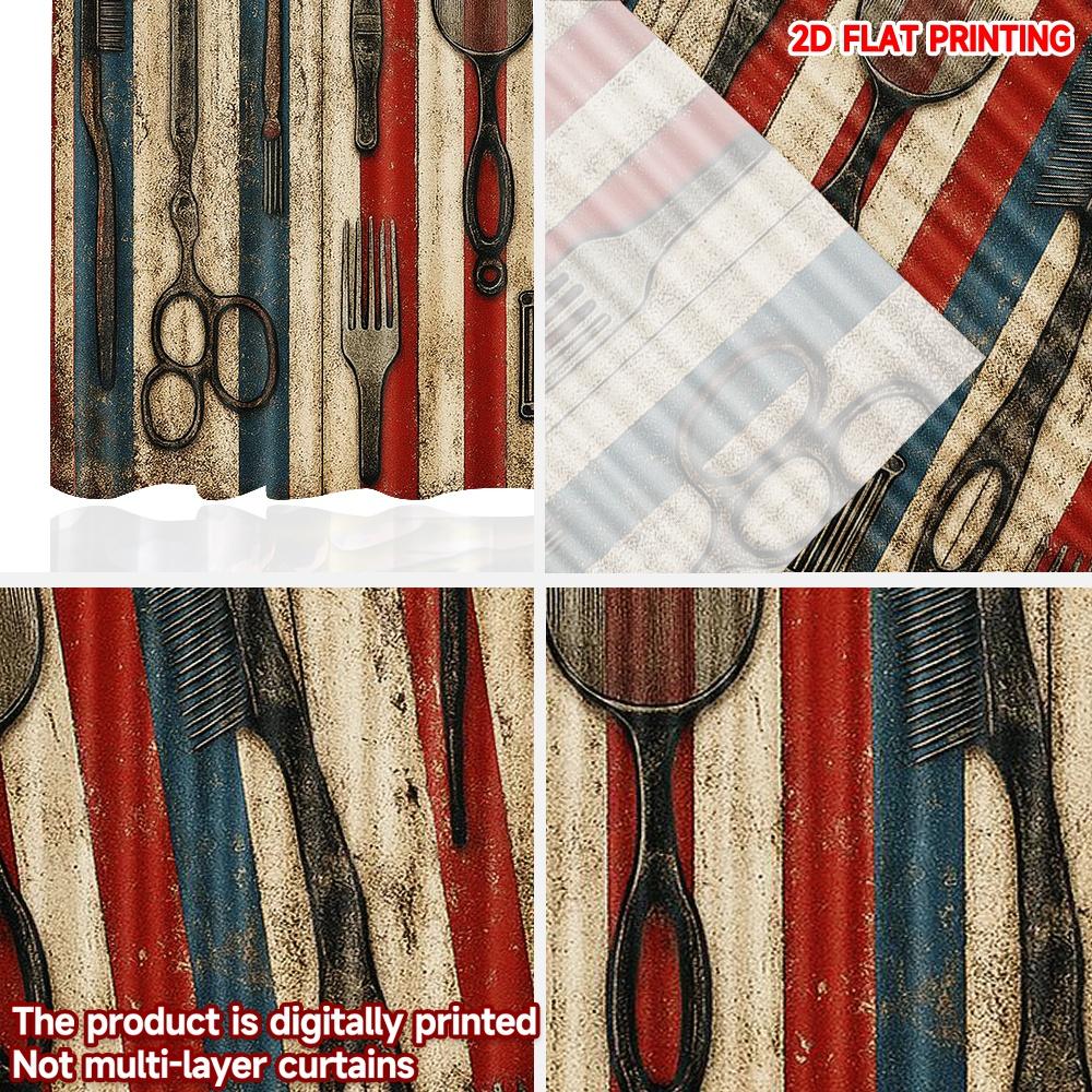 2D flat printing 2pcs Drapes Retro hairdressing elements Digital Printed Polyester Drapes Festive Holiday Perfect for Festive