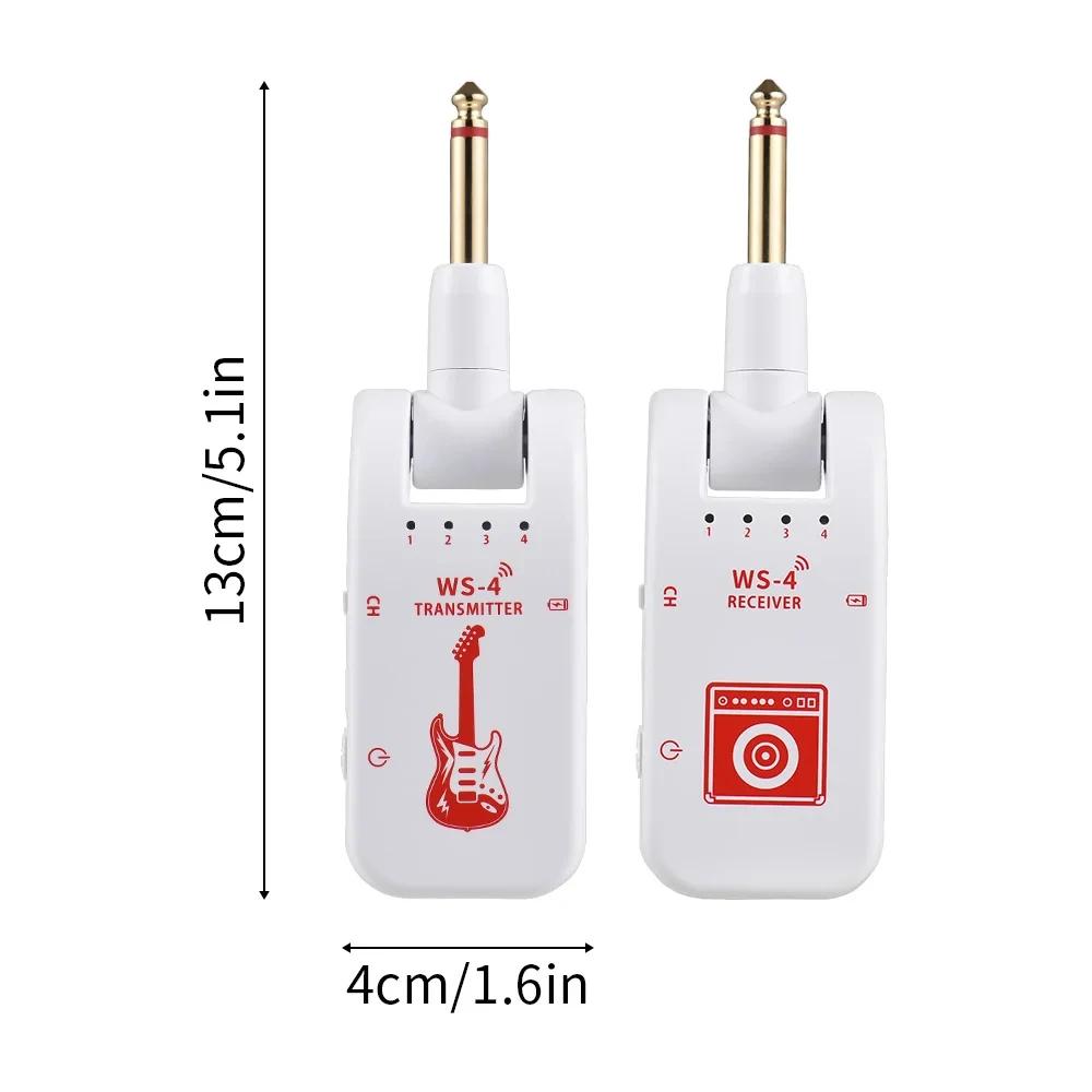 WS-4 2.4G Wireless Guitar System Guitar Transmitter Receiver Set for Electric Guitar Bass 48K/16bit Real-time Transmission