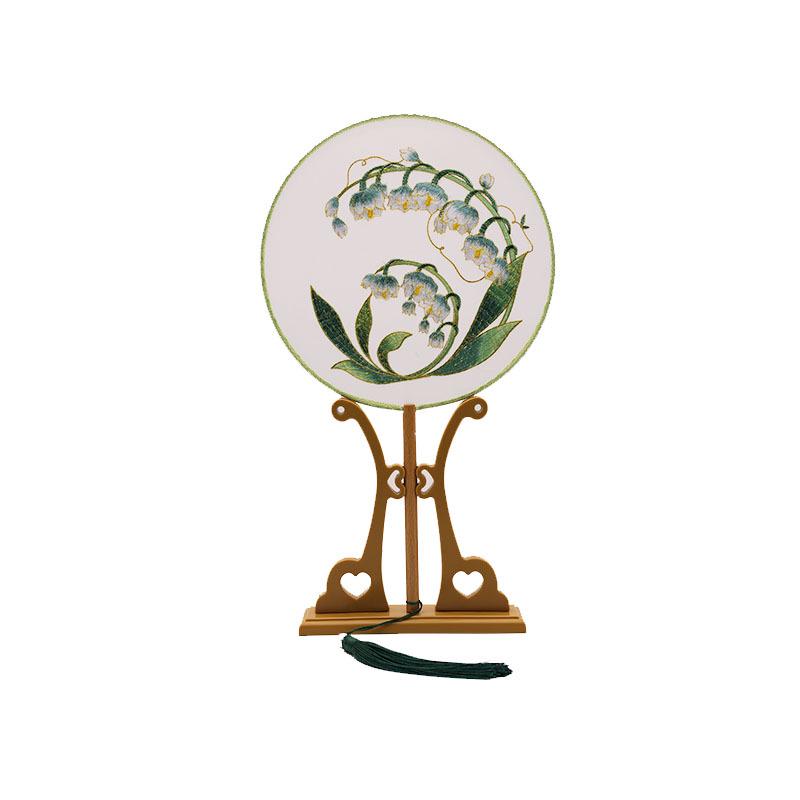 Classical Hanfu Round Embroidered Fan for Dance and Cheongsam