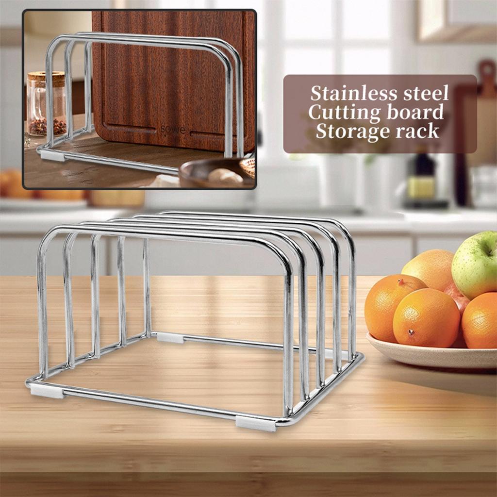 1 buc Suport de depozitare pentru tocătoare din oțel inoxidabil, Potrivit pentru depozitarea tocătoarelor subțiri și a farfuriilor pe blat