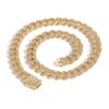 JUXIN Fashion Hip Hop Jewelry 14K Gold Plated Miami Cuban Necklace Spring Clasp 12mm Bling CZ Iced Out Cuban Link Chain