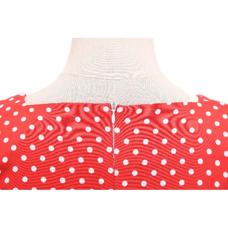 Schmal geschnittenes Swing-Kleid im französischen Retro-Hongkong-Stil mit Punkten und quadratischem Kragen