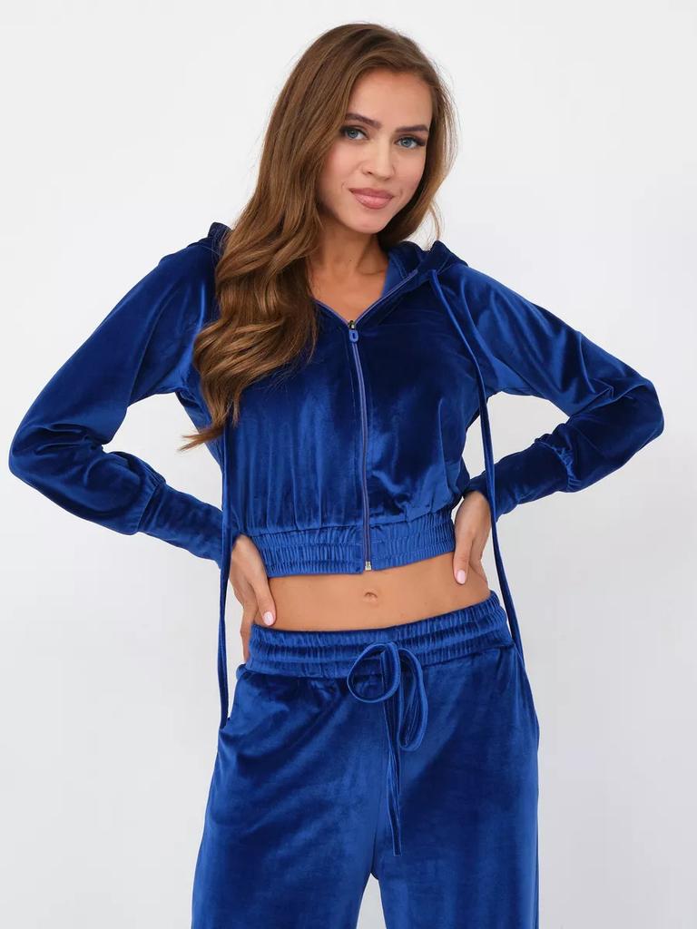 Fashion Casual Women's Clothing Solid Zippered Cardigan Silver Fox Fleece Hoodie Tie Waist Pants Two Piece Set